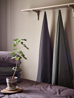 Malte Grafit Randigt Bäddset Enkeltäcke 150x210 Redlunds