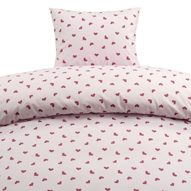 Hjärtrud Rosa Bäddset Enkeltäcke 150x210 Borganäs of Sweden