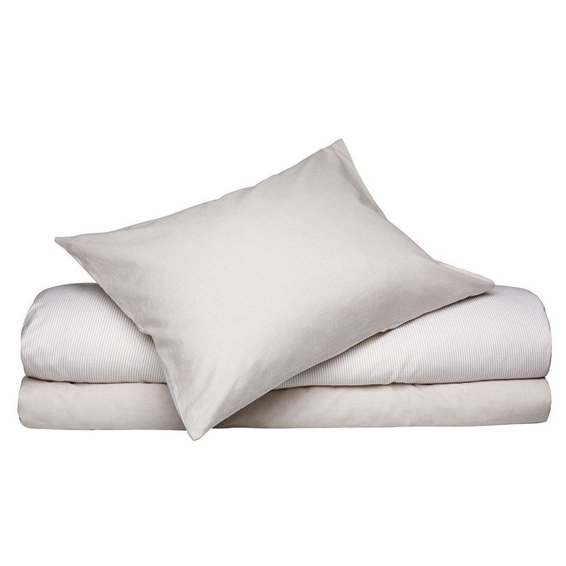 Runmarö Randigt Chambray Linne/Vit Bäddset Dubbeltäcke 230x220 Classic Textile