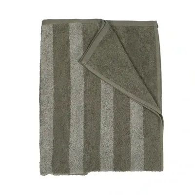 Stripe Frotté Grön Badrumshandduk Fondaco