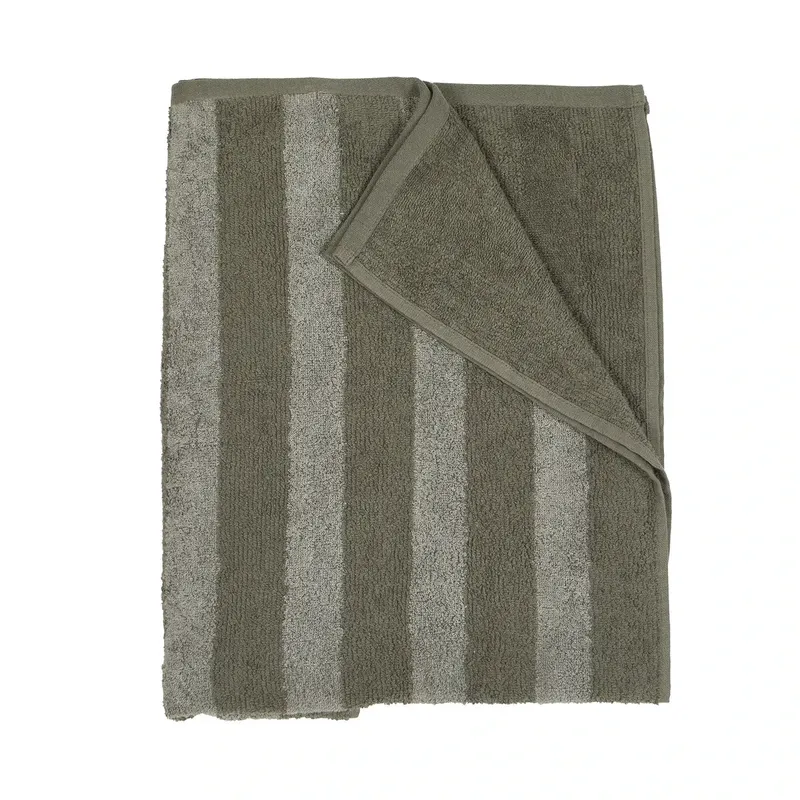 Stripe Frotté Grön Badrumshandduk Fondaco