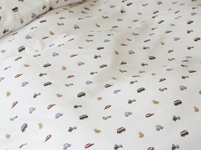 John Beige Bilar Barn Bäddset Enkeltäcke 150x210 Borganäs of Sweden