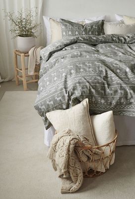 Walle Jul Grön Bäddset Enkeltäcke 150x210 Borganäs of Sweden