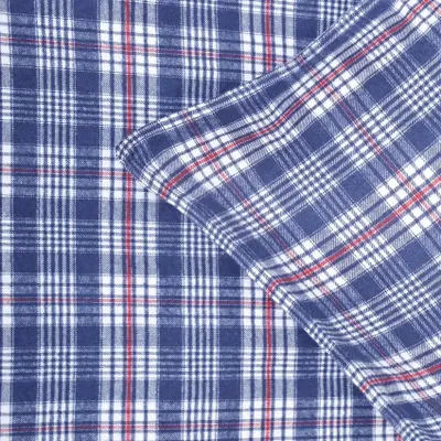 Lycksele Flanell Rutigt Mörkblå Bäddset Enkeltäcke 150x210 Recycled by Wille