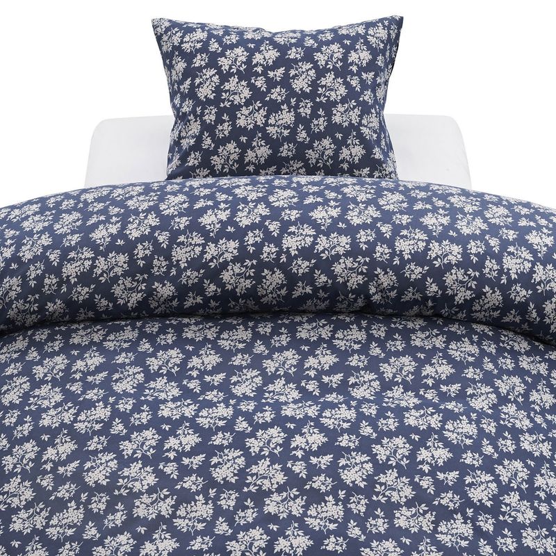 Milli Blå Blommigt Microfiber Bäddset Enkeltäcke 150x210 Harmony