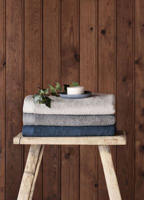 Badrumshandduk Strukturvävd Frotté Grå Kosta Linnewäfveri