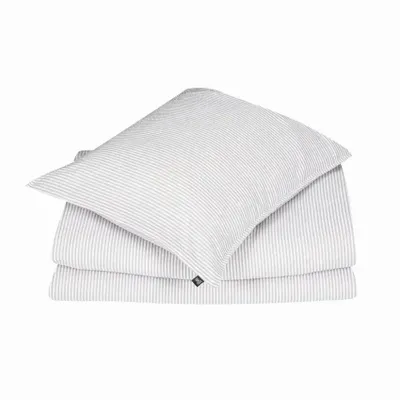 Bäckebölja Beige/Vit Randigt Bäddset Enkeltäcke 150x210 Classic Textile