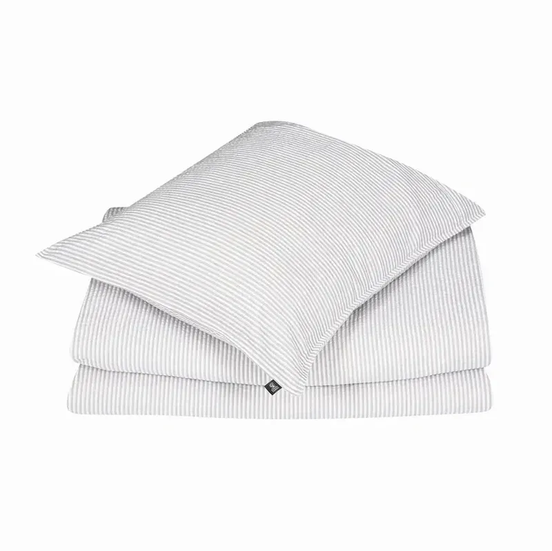 Bäckebölja Beige/Vit Randigt Bäddset Enkeltäcke 150x210 Classic Textile