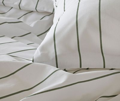 Saga Grön Randigt Bäddset Enkeltäcke 150x210 Borganäs of Sweden