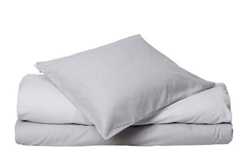 Runmarö Baby Randigt Chambray Grå/Vit Bäddset Barn 70x80 Classic Textile