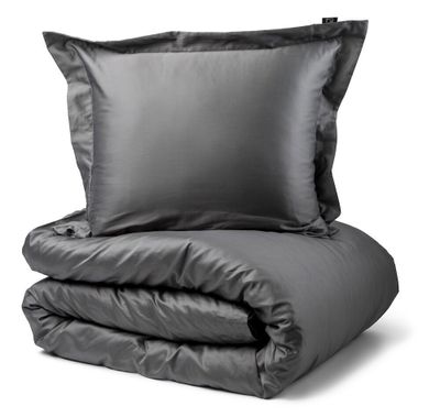 Manchester Satin Mörkgrå Bäddset Enkeltäcke 150x210 Kosta Linnewäfveri