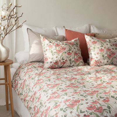 Fleur Rosa Blommigt Bäddset Enkeltäcke 150x210 Borganäs of Sweden