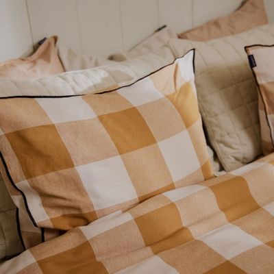 Rutigt Flanell Lejonfärgade Terrakotta Påslakan 150x210 Gripsholm