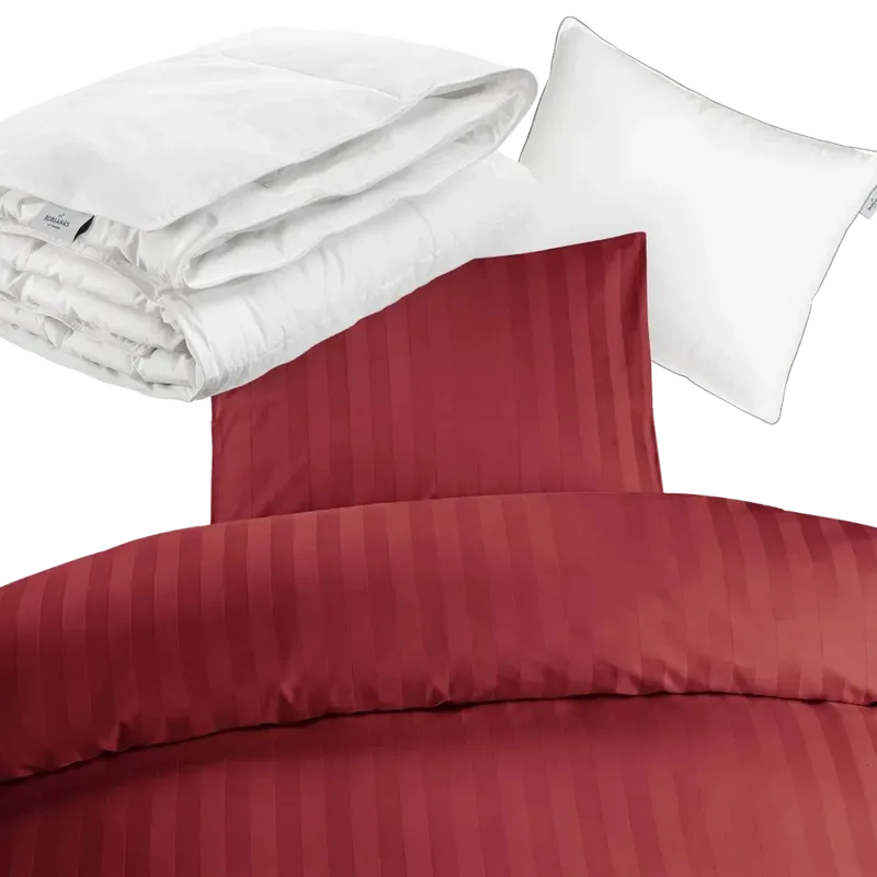 Hotellpaket Röd Standard - Täcke, kudde och bäddset