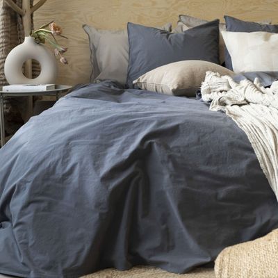 Percale Blå Bäddset Dubbeltäcke 220x210 Borganäs of Sweden