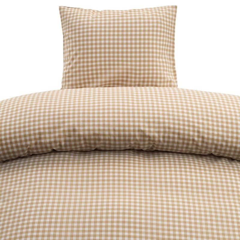 Märta Gul Rutigt Bäddset Enkeltäcke 150x210 Borganäs of Sweden