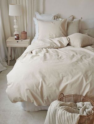 Enfärgat Beige Humble Bäddset Enkeltäcke 150x210 Borganäs of Sweden