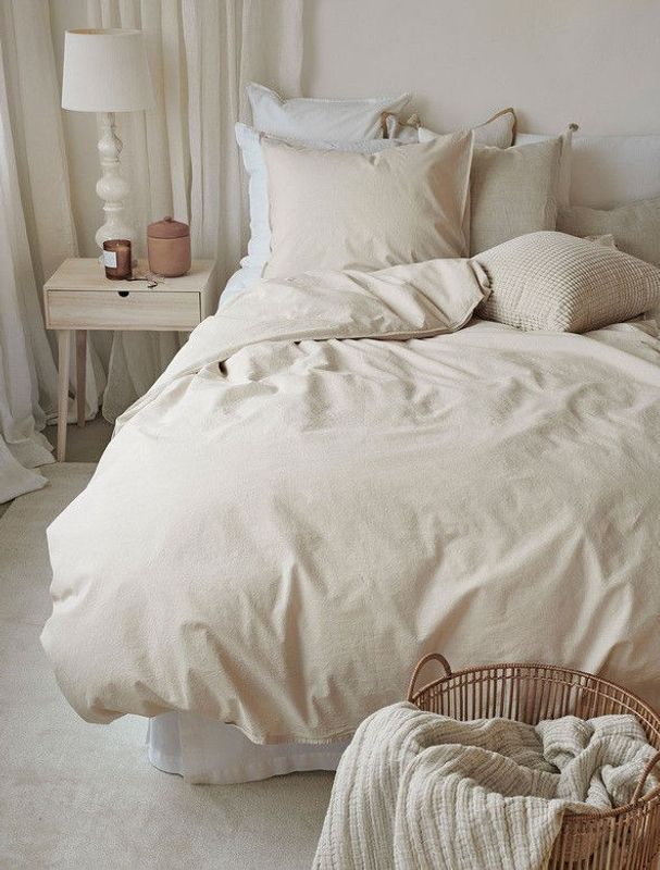 Enfärgat Beige Humble Bäddset Enkeltäcke 150x210 Borganäs of Sweden