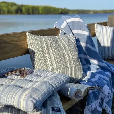 Ebba Mörkgrå/Beige Randigt 45x45 Kuddfodral Recycled by Wille