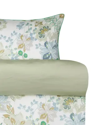 Cassandra Ljusgrön Blommor Satin Bäddset Enkeltäcke 150x210 Höie