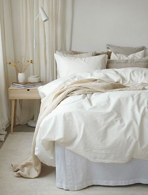 Enfärgat Vit Humble Bäddset Dubbeltäcke 220x210 Borganäs of Sweden