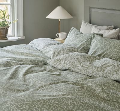 Garden Grön Blad Bäddset Enkeltäcke 150x210 Borganäs of Sweden