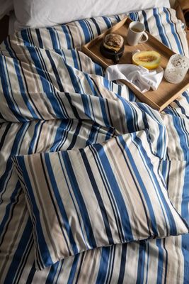 Berga Blå Randigt Mikrofiber Bäddset Enkeltäcke 150x210 Lord Nelson Victory