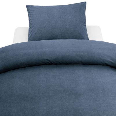 Enfärgat Marin Washed Bäddset Enkeltäcke 150x210 Borganäs of Sweden