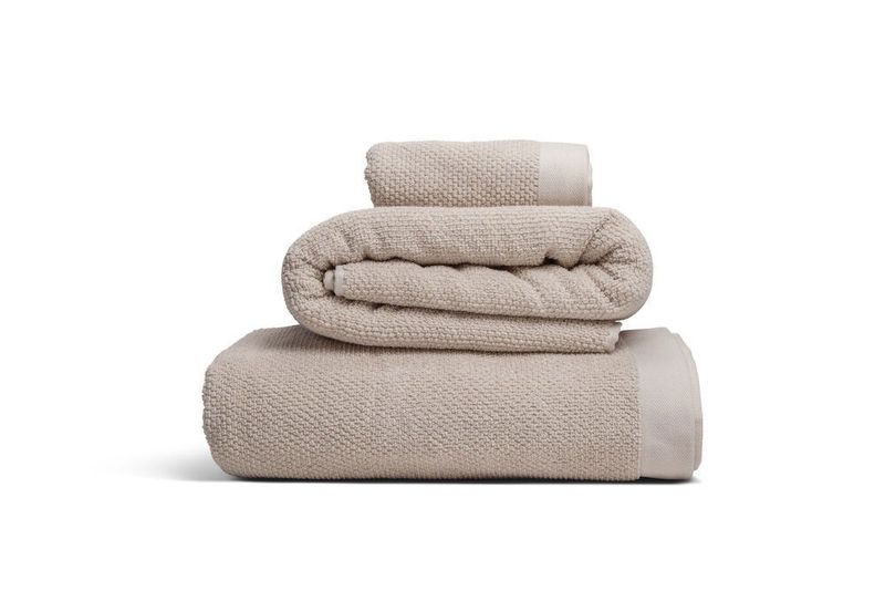 Badrumshandduk Strukturvävd Frotté Sand Kosta Linnewäfveri