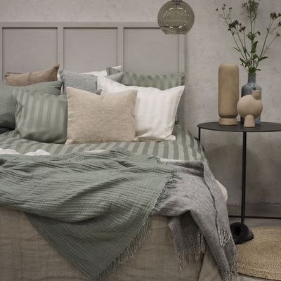 Hotell Satin Grön Bäddset Dubbeltäcke 220x210 Borganäs of Sweden