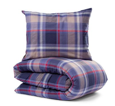 Stigen Garnfärgad Rutigt Marinblå Bäddset Enkeltäcke 150x210 Lord Nelson