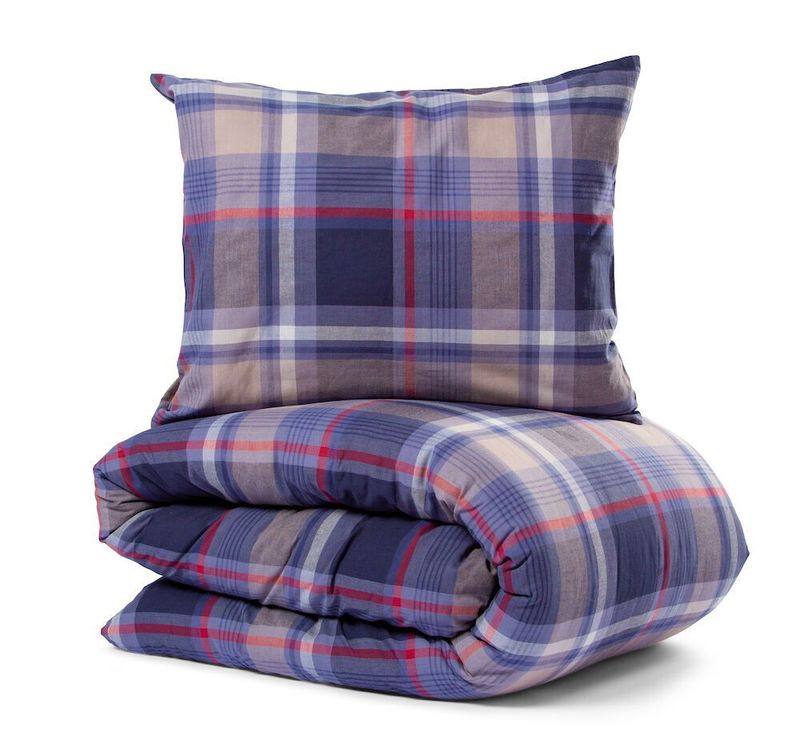 Stigen Garnfärgad Rutigt Marinblå Bäddset Enkeltäcke 150x210 Lord Nelson