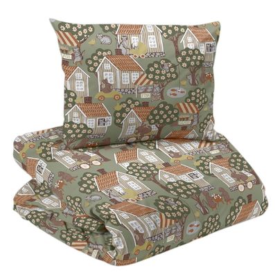 Åsgränd Grön Bäddset Enkeltäcke 150x210 Redlunds