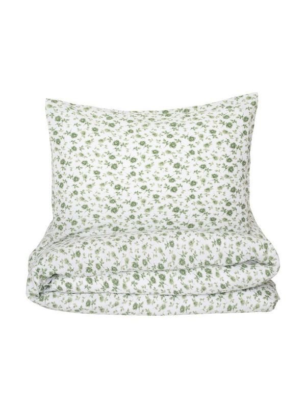 Fagerhult Grön Blommor Bäckebölja Bäddset Enkeltäcke 150x210 Kosta Linnewäfveri