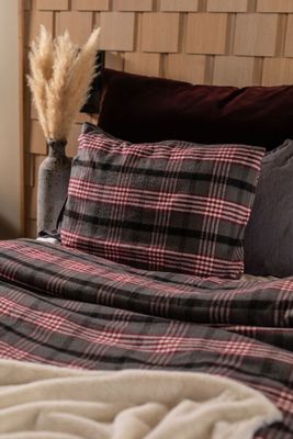 Skaveröd Flanell Rutigt Vinröd Bäddset Enkeltäcke 150x210 Lord Nelson