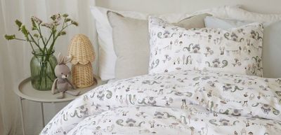 Fingal Svampar Pastell Bäddset Enkeltäcke 150x210 Borganäs of Sweden