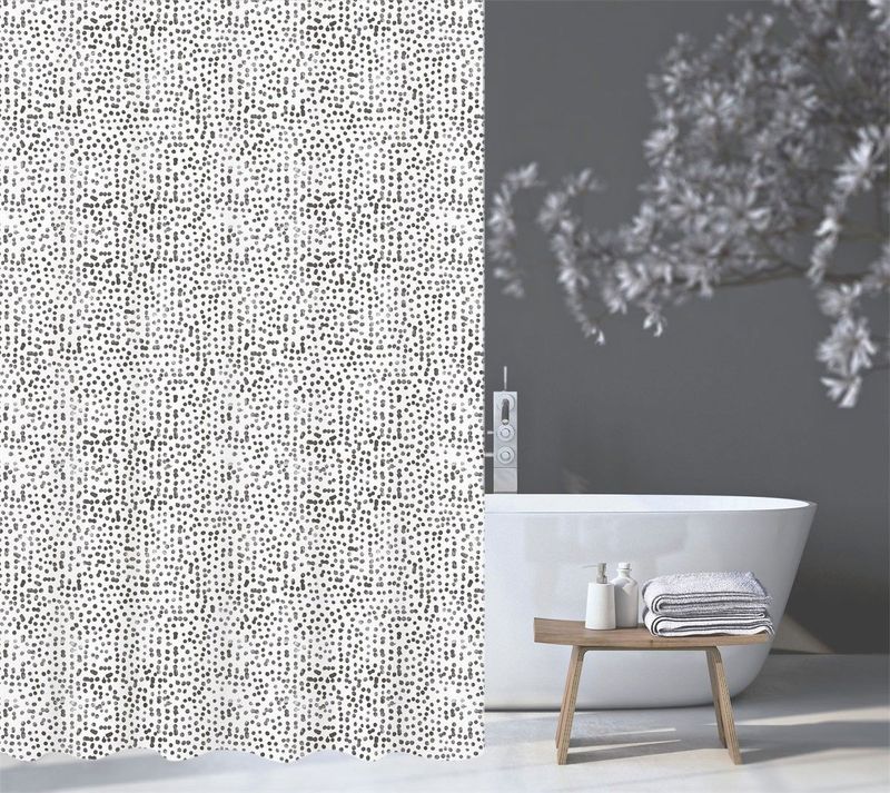 Dot Duschdraperi Vit/Svart 180x200