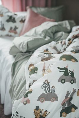 Utflykt Ecru/Rosa Söta Djur Barn Bäddset Enkeltäcke 150x210 Redlunds