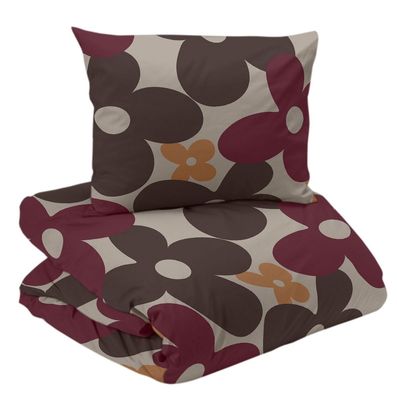 Happy Brun/Vinröd Bäddset Enkeltäcke 150x210 Redlunds