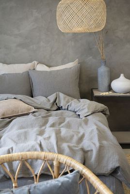 Enfärgat Grå Rolling Bäddset Enkeltäcke 150x210 Borganäs of Sweden