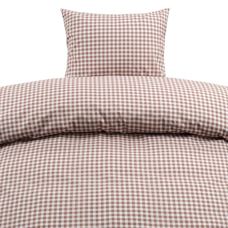 Märta Brun Rutigt Bäddset Enkeltäcke 150x210 Borganäs of Sweden