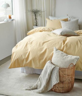 Enfärgat Gul Humble Bäddset Dubbeltäcke 220x210 Borganäs of Sweden