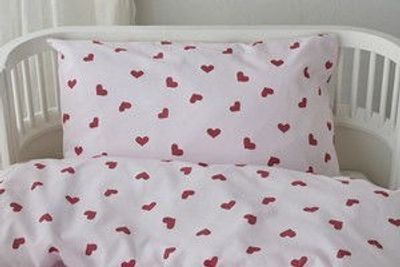 Hjärtrud Rosa Barn Bäddset Spjälsäng 100x130 Borganäs of Sweden