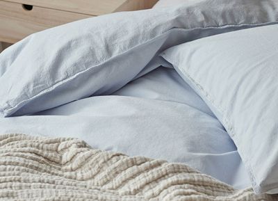 Enfärgat Blå Humble Bäddset Enkeltäcke 150x210 Borganäs of Sweden