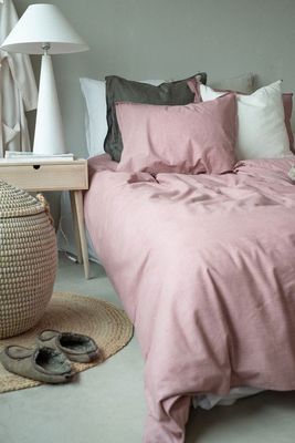 Enfärgat Rosa Washed Bäddset Enkeltäcke 150x210 Borganäs of Sweden