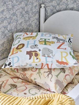 ABC Vit Söta Djur Barn Spjälsäng Bäddset 100x130 Redlunds