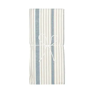 Albin Beige/Gråblå Randigt Bäddset Enkeltäcke 150x210 Classic Textile