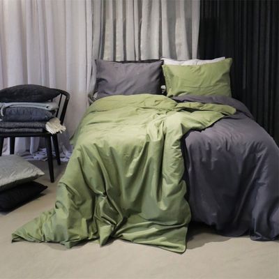 Elton Oliv Bäddset BCI Bomull Enkeltäcke 150x210 Nina Royal