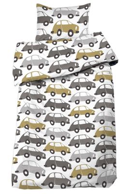 Bilar Vit/Grå Barn Bäddset Spjälsäng 100x130 Nina Royal