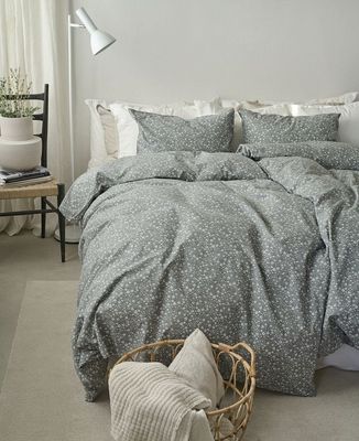 Rita Flower Grön Blommigt Bäddset Enkeltäcke 150x210 Borganäs of Sweden